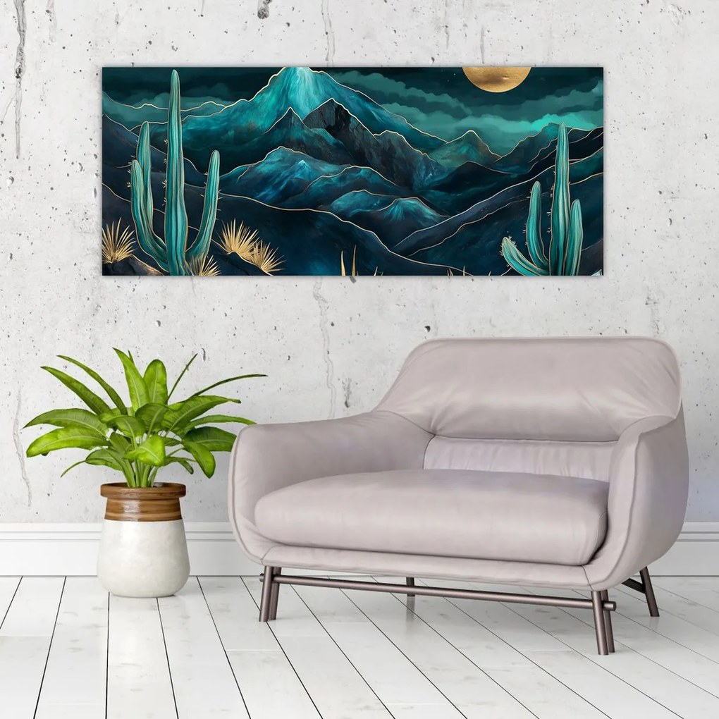 Kép - Türkiz éjszaka (120x50 cm)