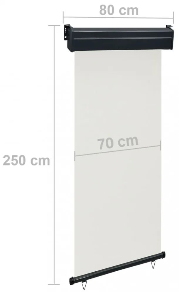 krémszínű oldalsó terasznapellenző 85 x 250 cm