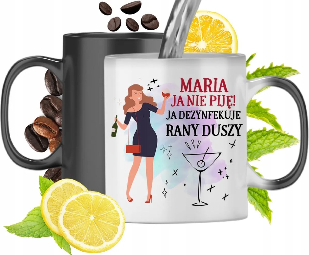 Mágikus bögre Máriának Fekete Matt Nyomtatott Képpel 330ml