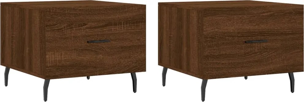 vidaXL 2 db barna tölgy szerelt fa dohányzóasztal 50 x 50 x 40 cm