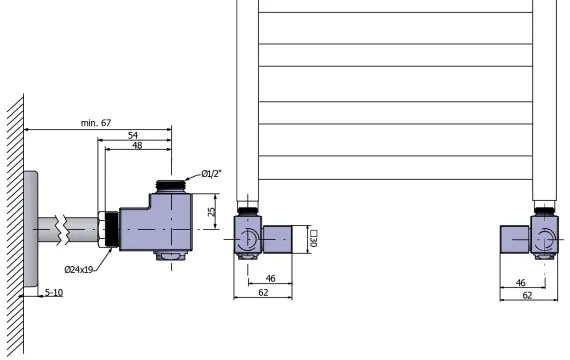 Sapho - CUBE COMBI sarokszelepek csatlakozókészlete, 2 db, jobb oldali, fényes króm