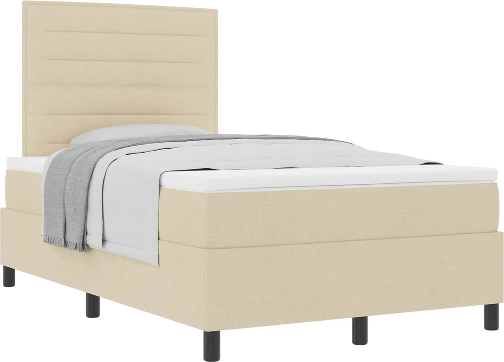 vidaXL Boxrugós ágy matracmal fejtámlával Krém 120 x 200 cm szövet