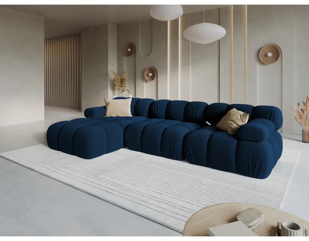 Kék bársony kanapé 285 cm Bellis – Micadoni Home