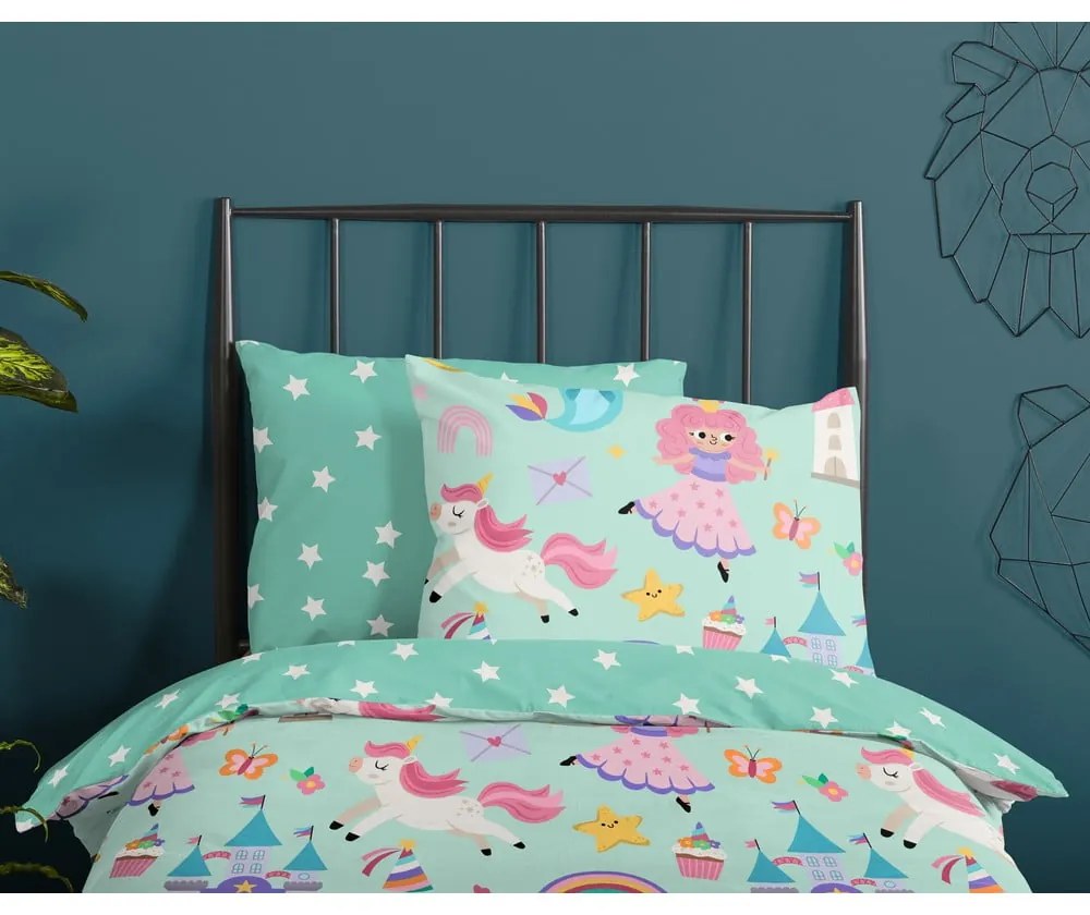 Mentazöld egyszemélyes pamut gyerek ágyneműhuzat 140x200 cm Fantastic – Good Morning