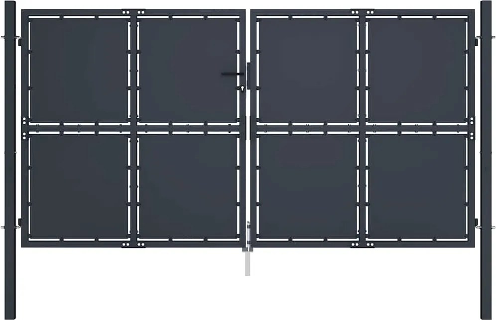 vidaXL antracit színű acél kerti kapu 300 x 150 cm