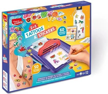 Tetoválás- és matricakészítő készlet 2 az 1-ben, MAPED CREATIV Tattoos & Stickers (IMAC911900)