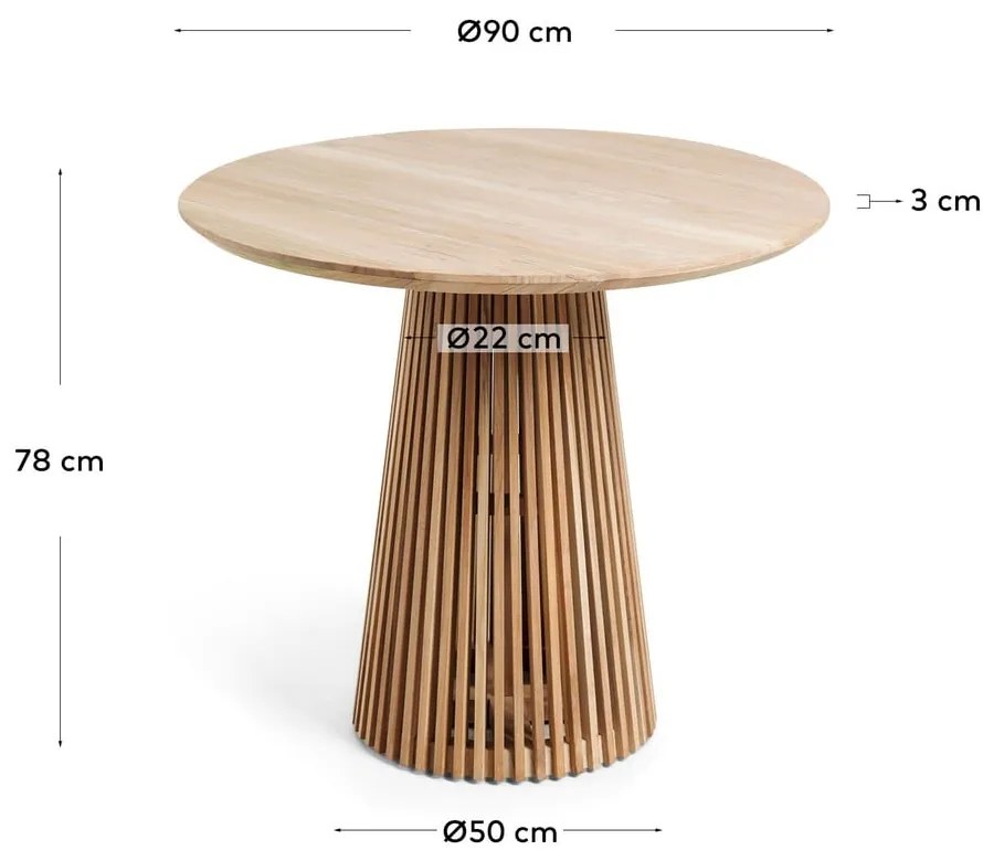 Natúr színű teakfa kerek étkezőasztal ø 90 cm Jeanette – Kave Home