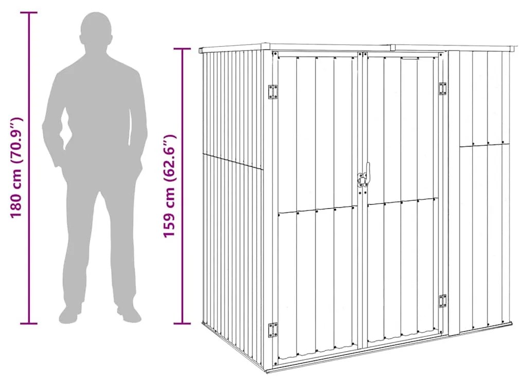 antracit horganyzott acél kerti szerszámtároló 161x89x161 cm