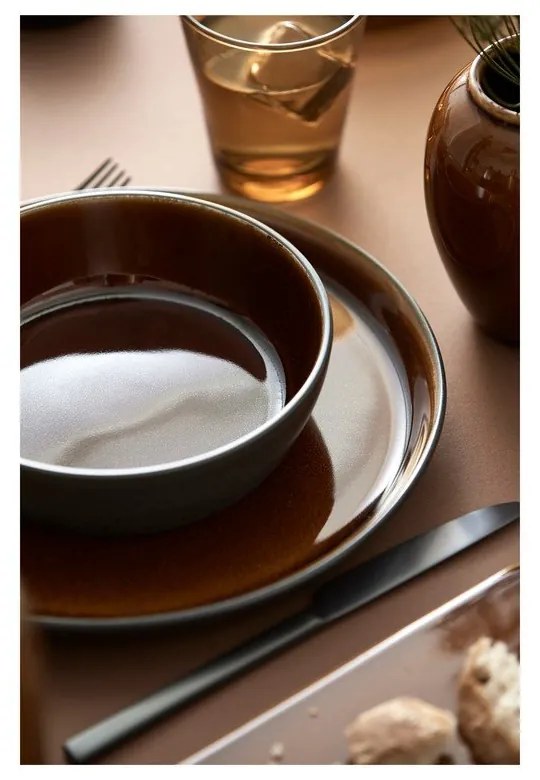 Fekete-borostyán színű kőedény tányér ø 27 cm Gastro Black/Amber – Bitz