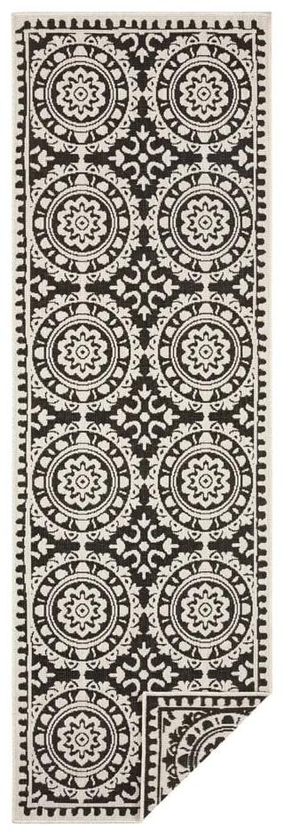 Jardin fekete-krémszínű kültéri szőnyeg, 80 x 350 cm - NORTHRUGS