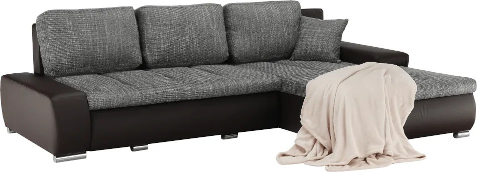 Sarokülőgarnitúra, barna/szürkésbarna melír, TRAMP