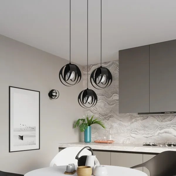 Sollux SL.1088 - Csillár zsinóron TULOS 3xE27/60W/230V fekete