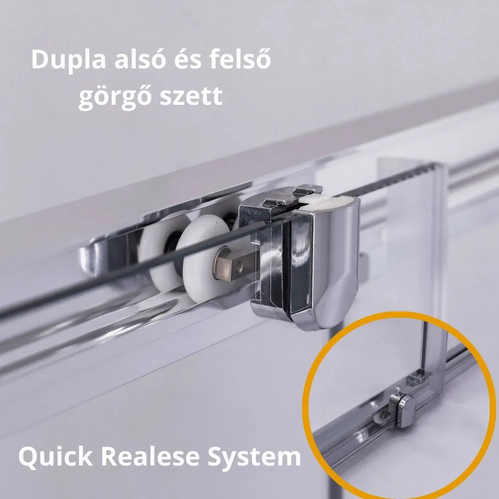 Stuxi Nizza 100x100 cm szögletes két tolóajtós zuhanykabin 6 mm vízlepergető biztonsági üveggel, króm elemekkel, 190 cm magas, zuhanytálcával és szifonnal