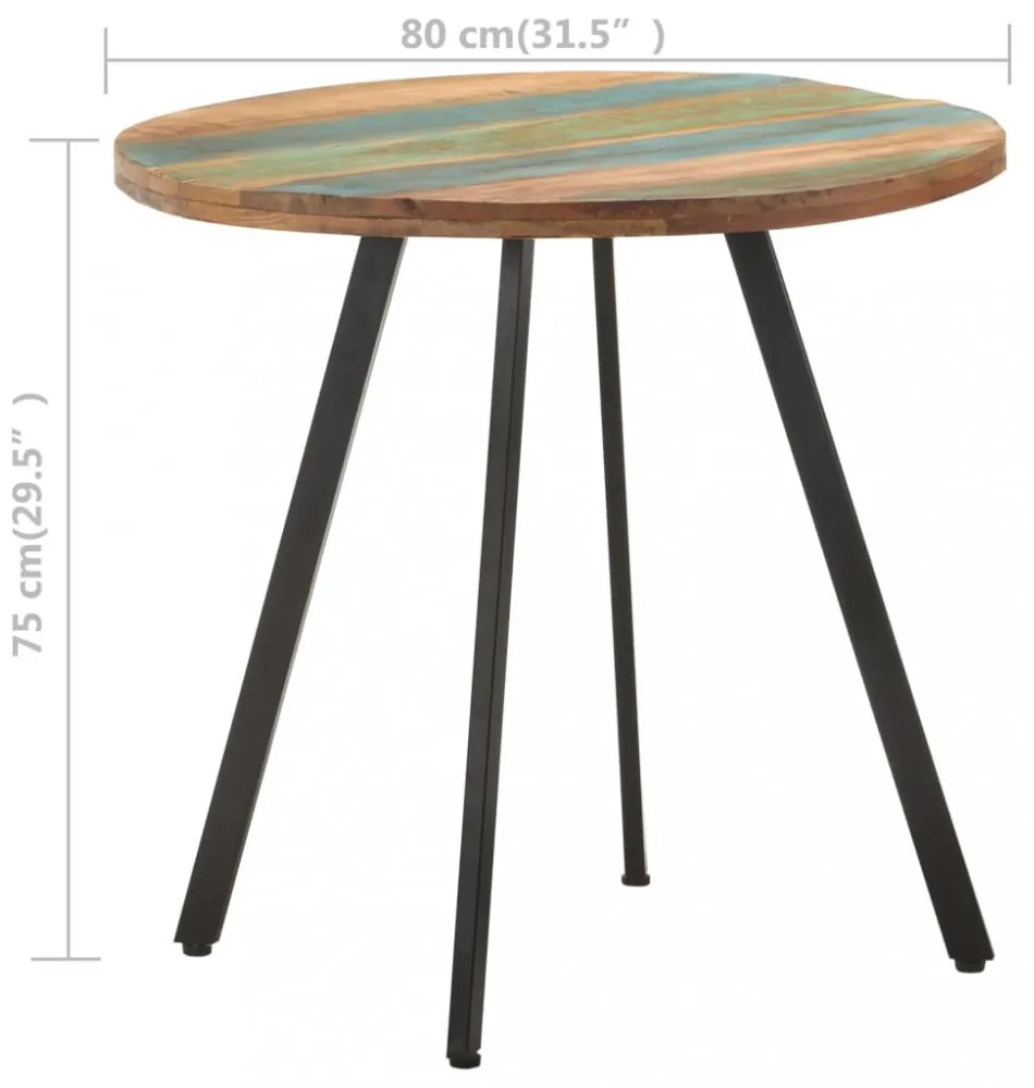 tömör újrahasznosított fa étkezőasztal 80 cm
