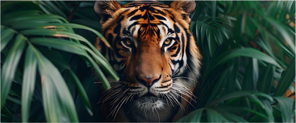 Kép - Egy tigris portréja a dzsungelben (120x50 cm)