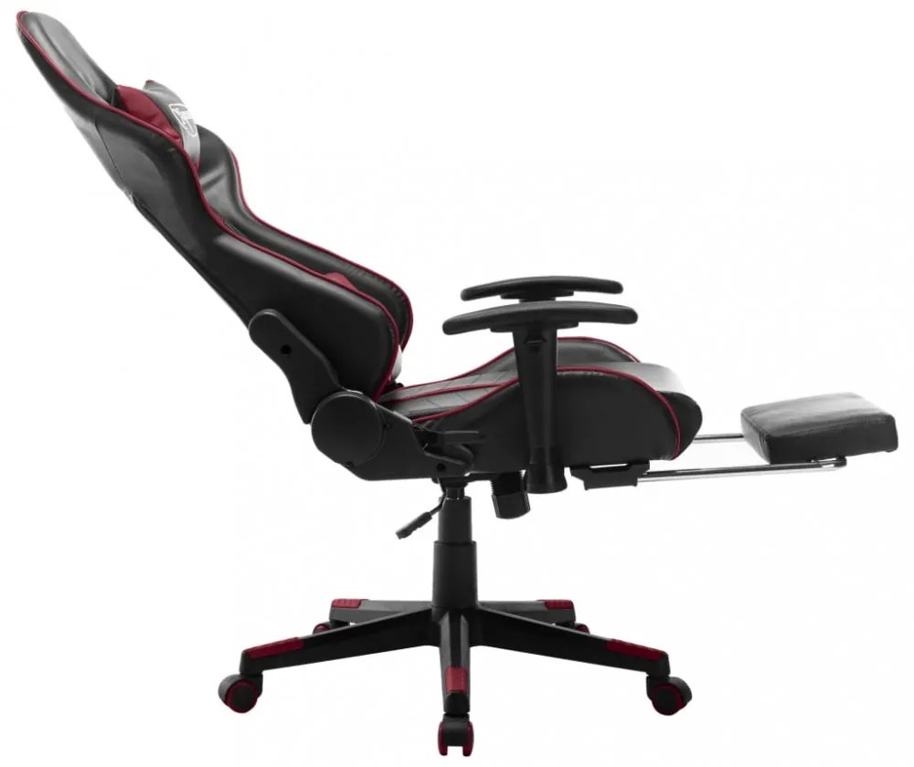 fekete és bordó műbőr gamer szék lábtámasszal