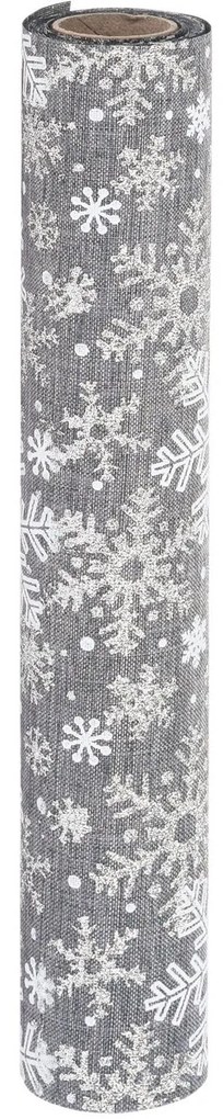 Big snowflakes dekor anyag, szürke, 21 x 250 cm