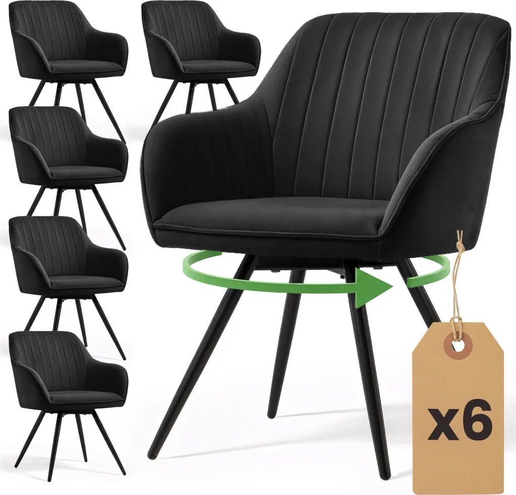 TURNO prémium bársony forgószék fekete,FEKETE lábbal (6 db-os szett)