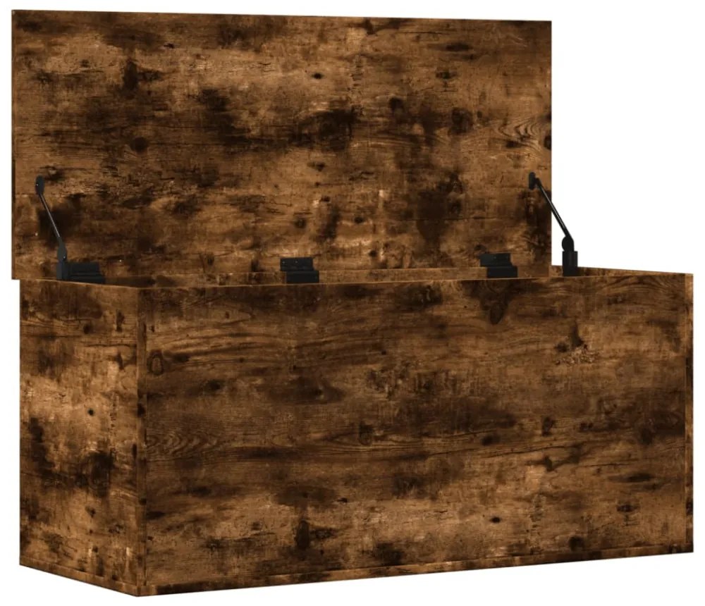 füstös tölgy színű szerelt fa tárolóláda 100x42x46 cm