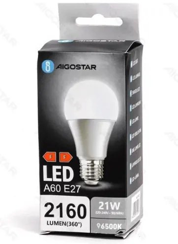 LED izzó A60 E27 21W 6500k