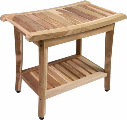 Fürdőszobai szék polccal DIVERO SECO teakfa kezeletlen