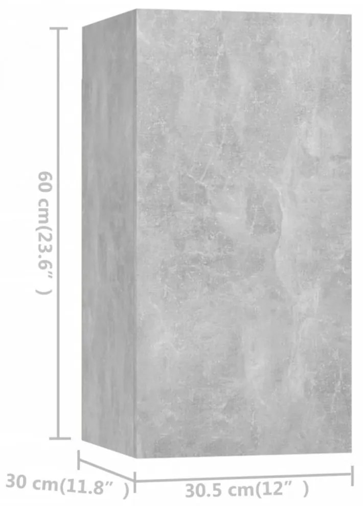 4 részes betonszürke szerelt fa TV-szekrényszett