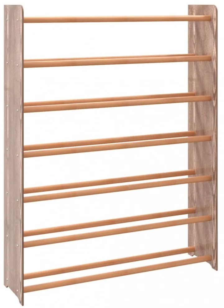 barna szerelt fa cipőtartó 90x24x117 cm