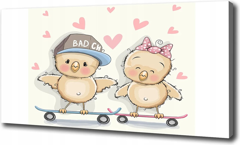 Vászonkép Madarak a gördeszkán 120x60cm