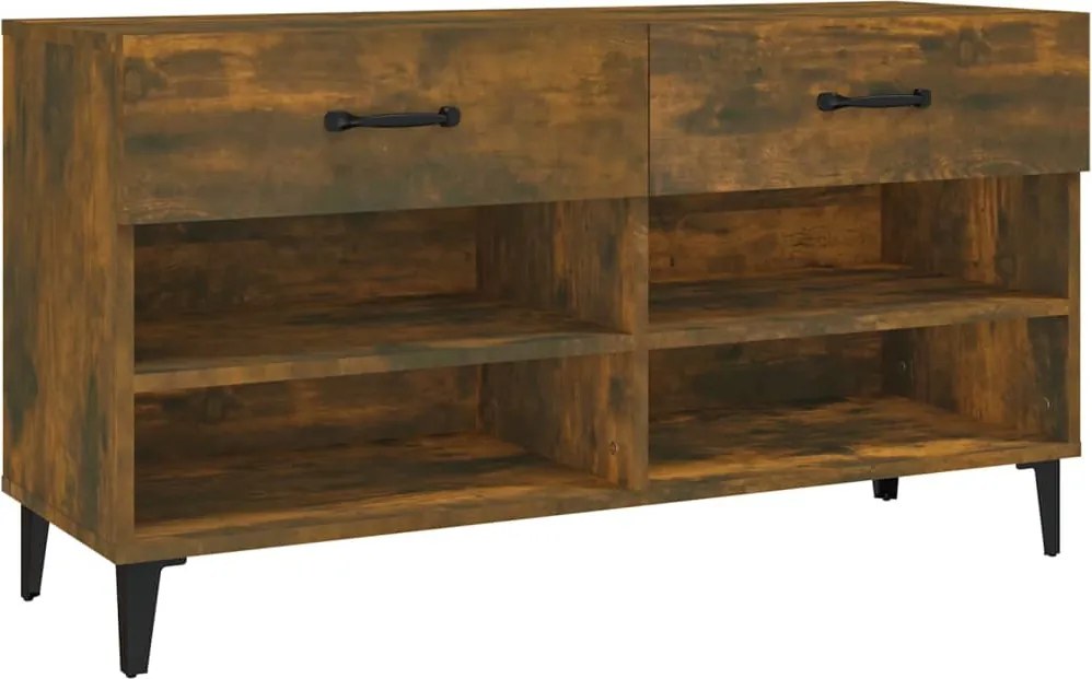 vidaXL füstös tölgyszínű szerelt fa cipősszekrény 102 x 35 x 55 cm