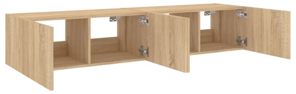 2 db sonoma tölgy színű fali TV-szekrény LED-del 80x35x31 cm
