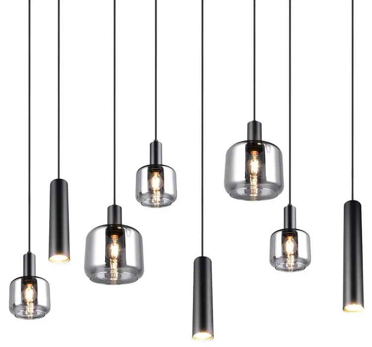Fekete függőlámpa fém-üveg búrával Mataro – Trio
