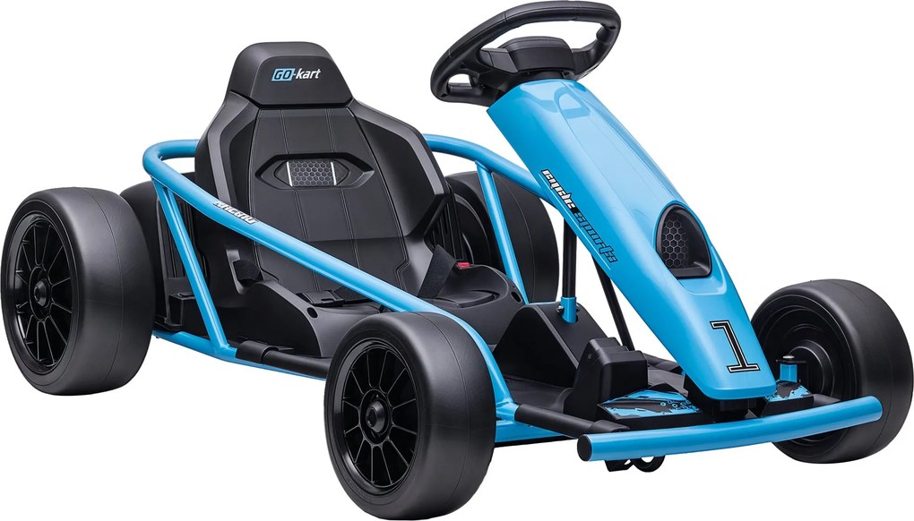HOMCOM Gyerek Elektromos Go-Kart 12V 6-13km/h Drift Kart Lassan Indul, Zenével, Kürttel és Biztonsági Övvel, Gyermek Jármű 8-12 Éveseknek, Kék | Aosom
