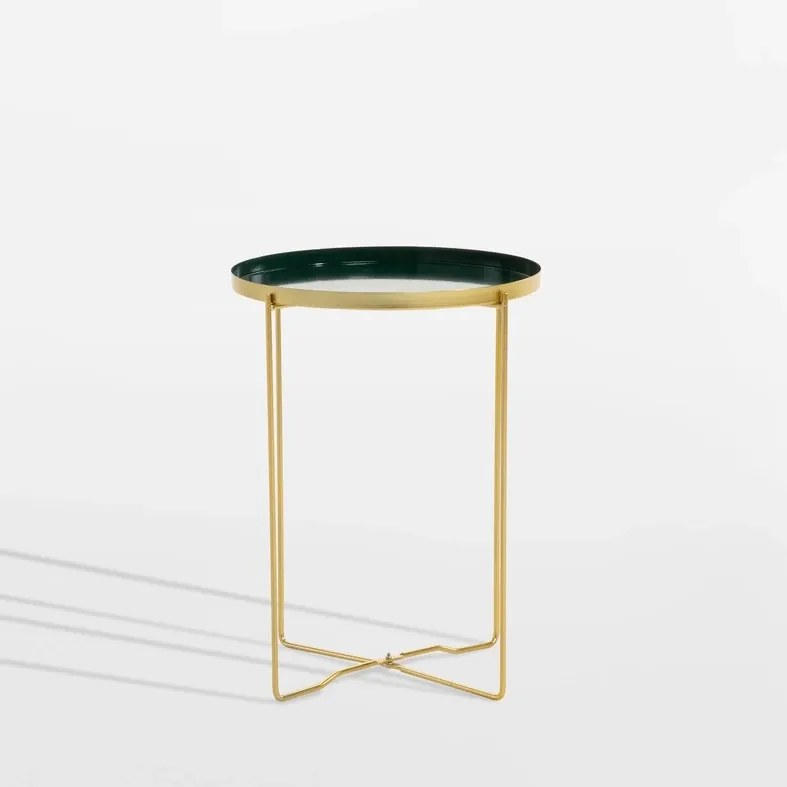 Asztal tálcával zöld-arany 47,5 cm