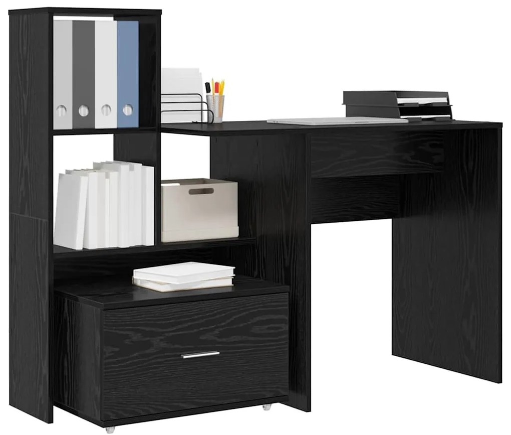 Asztal fiókkal Musta tammi 131.5 x 50 x 106.5 cm Faanyag