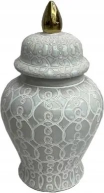 gravírozott kerámia tartály Amfora fehér arany váza Waza ginger urna