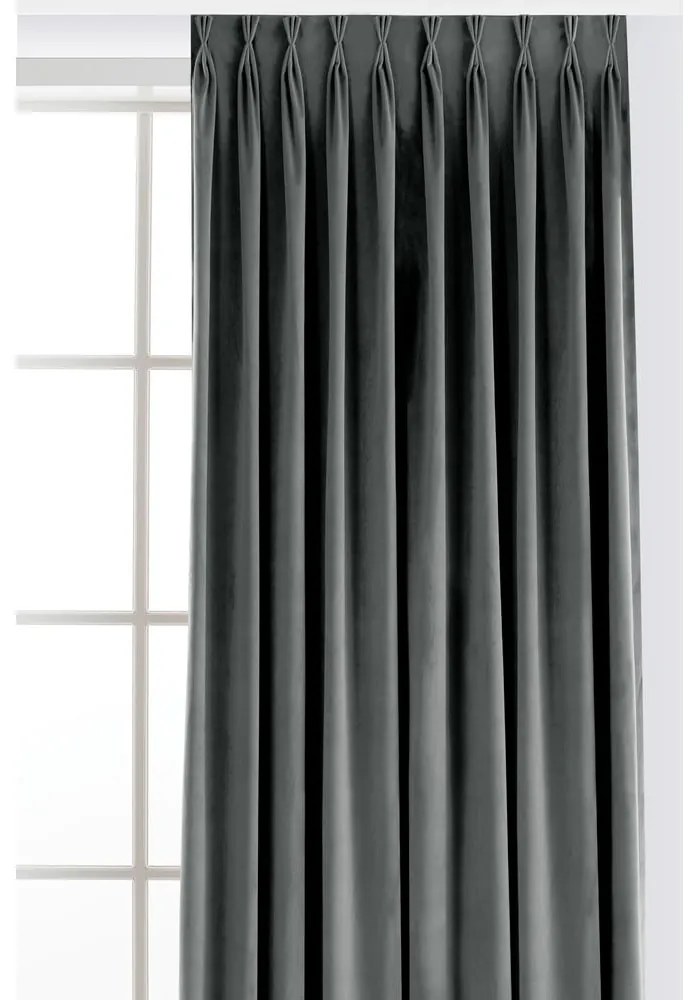 Sötétszürke bársony dimout (részleges sötétítő) függöny 265x250 cm Velto – Filumi