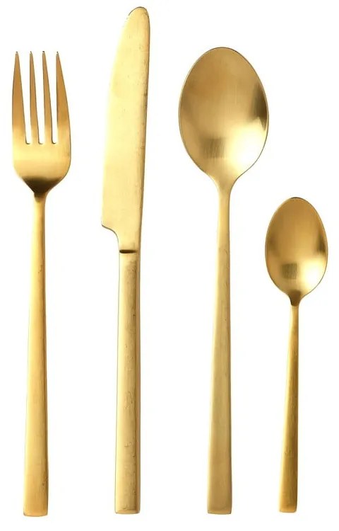 Sárgaréz színű acél evőeszköz készlet 16 db-os Brass – Bitz