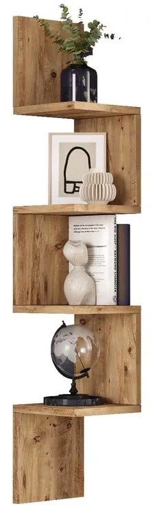 Natúr színű fali könyvespolc borovi fenyő dekorral 22x117 cm Laura – Kalune Design