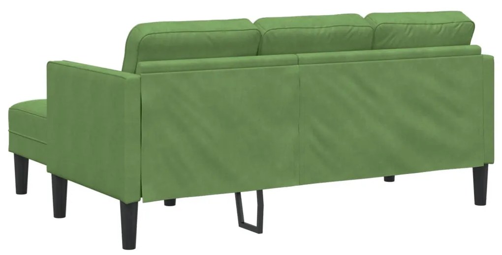 Kerti Kanapé Párnákkal és Ülőgarnitúrával L-alakú Világos Zöld Bársony, 3-Fős Kanapé Chaise L-alakú Világos Zöld 160 cm Bársony, Pad Világos Zöld 113x57x39 cm Bársony