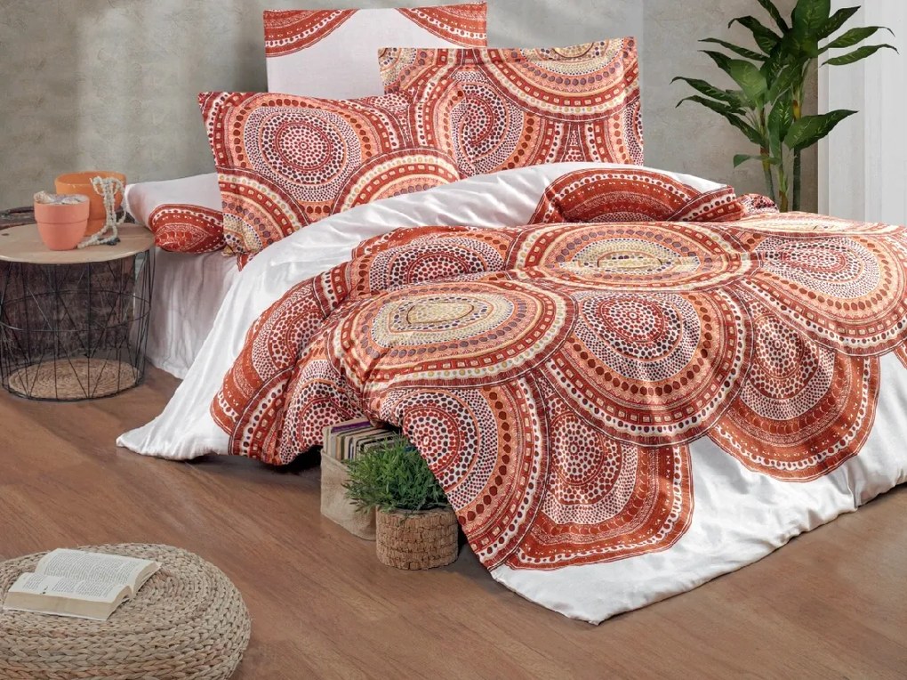 Szatén ágyneműhuzat 140x200, 70x90 cm, Inferno natúr