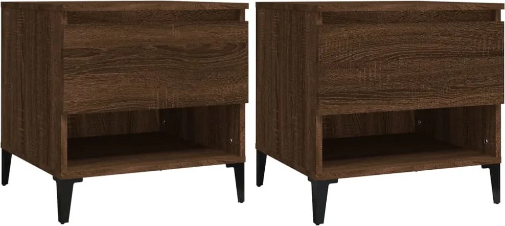 vidaXL 2 db barna tölgyszínű szerelt fa kisasztal 50 x 46 x 50 cm