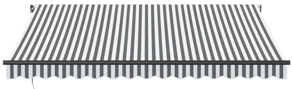 antracitszürke-fehér LED-es kézi napellenző 450 x 300 cm