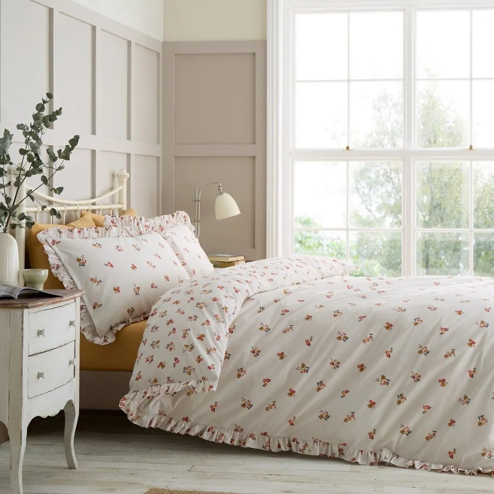 Fehér kétszemélyes ágyneműhuzat 200x200 cm Frill Ditsy Floral – Catherine Lansfield