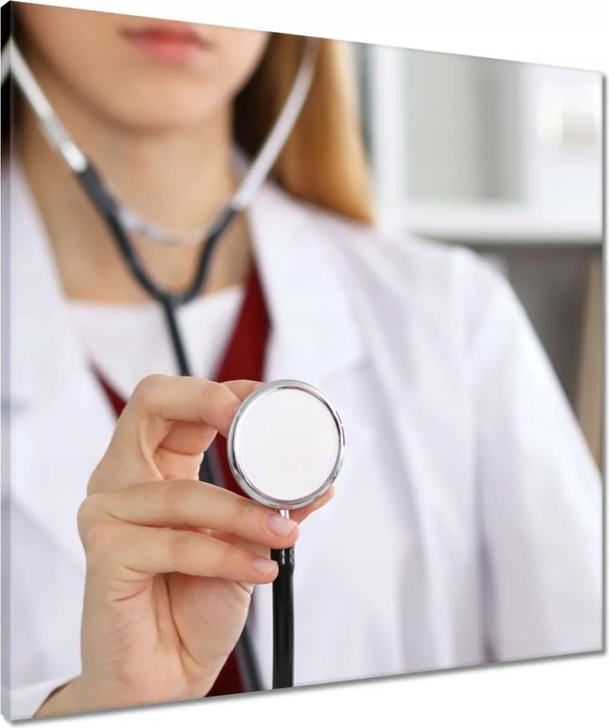 Vászonkép 60x60 Beteg Orvos Sztetoszkóp