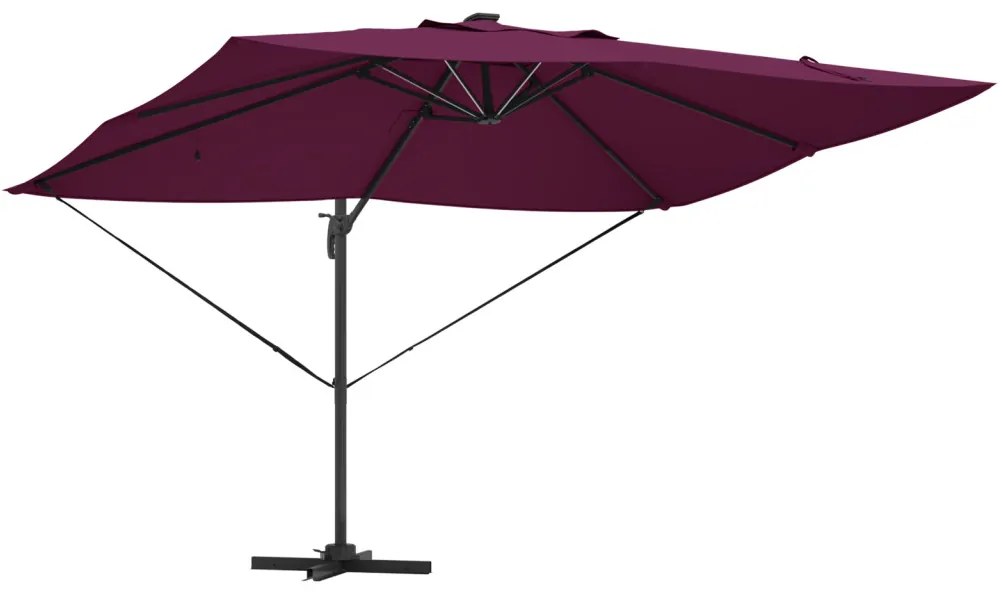 Konzolos Roma Napernyő LED-del Bordeaux Piros 352x251x265 cm Alumínium