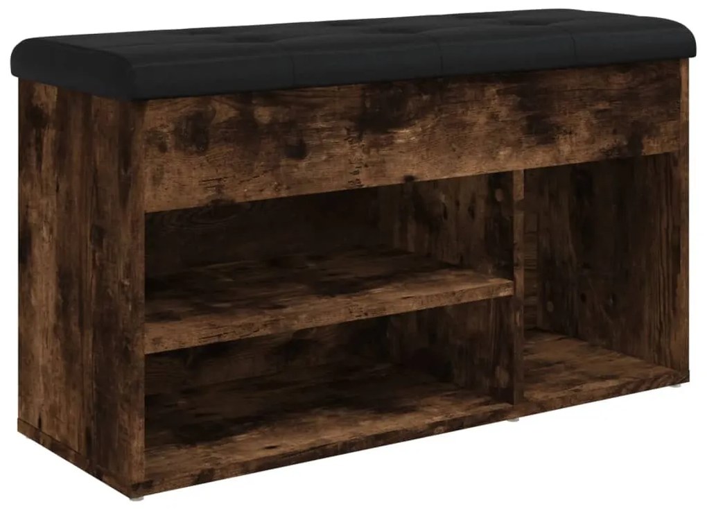 füstös tölgy színű szerelt fa cipőtároló pad 82 x 32 x 45,5 cm