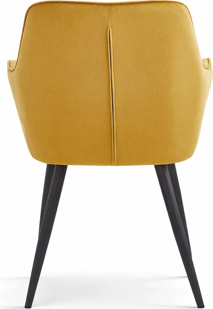 Étkezőszék VARSI VELVET fekete lábakkal, mustárszínű