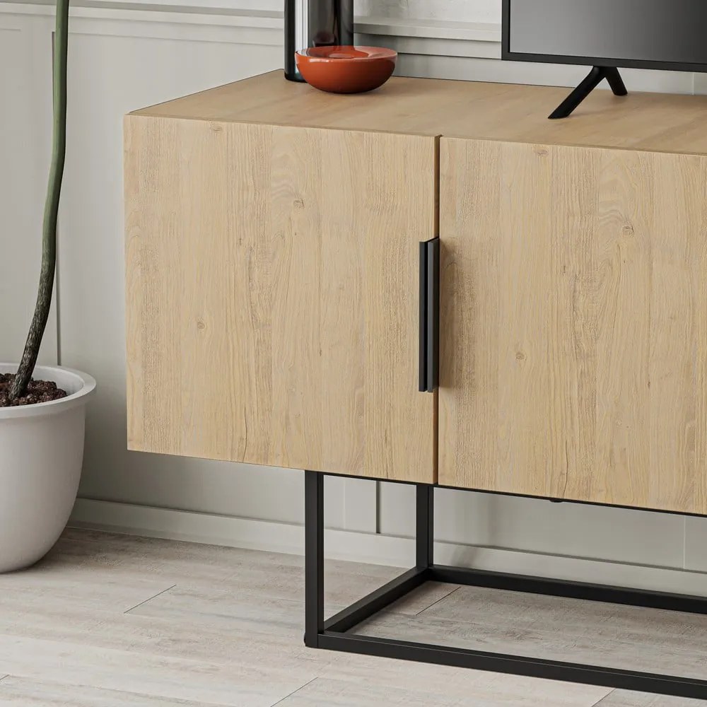 Natúr színű TV-állvány tölgyfa dekorral 140x55 cm Titan – Marckeric