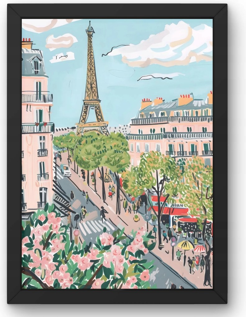 Poszter Párizs és az Eiffel-torony Színes illusztráció 50x70 cm
