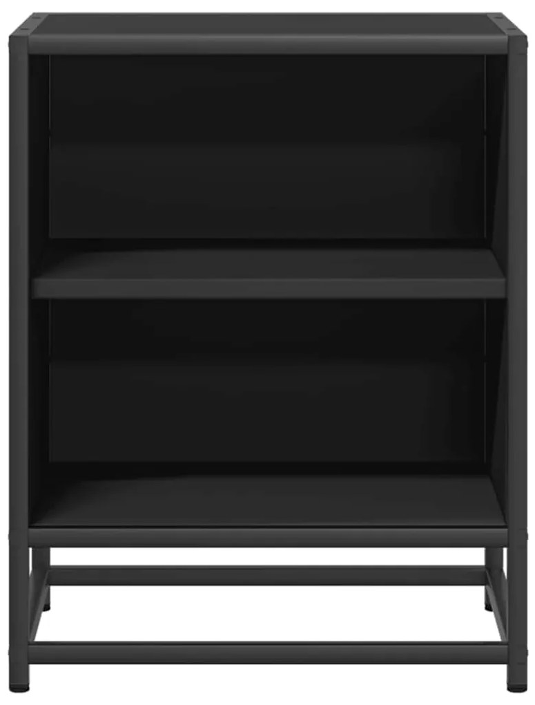Éjjeliszekrények 2 db Fekete 40x31x50 cm Méretezett fa és fém